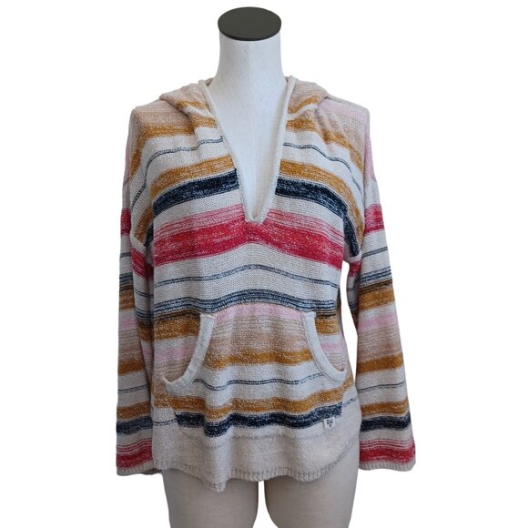 Billabong Hoodie Baja Beach Hooded Sweater Multi-Colored Stripe Womens Large - Picture 12 of 15